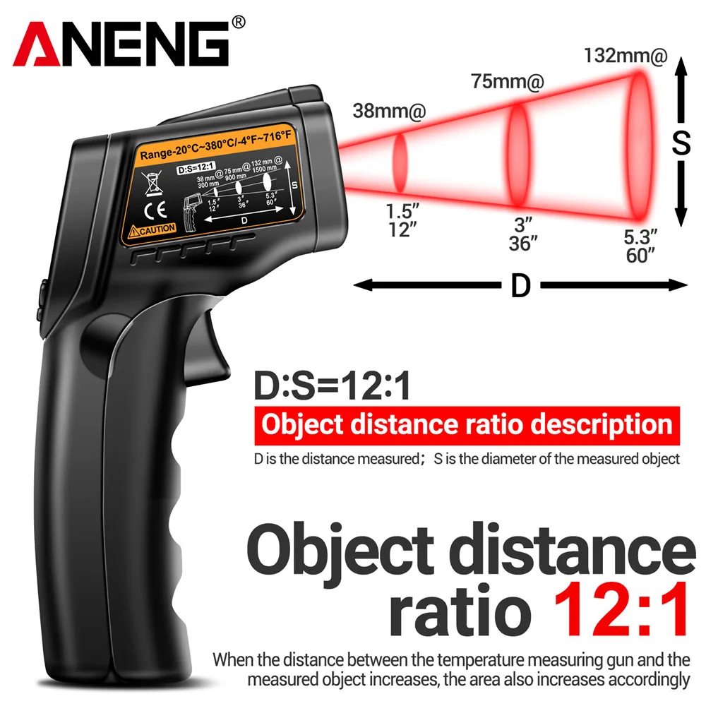 적외선 레이저 온도계 -20 ° C~380 ℃   IR - Industrial Laser Thermometer Gun 리뷰 및 가격
