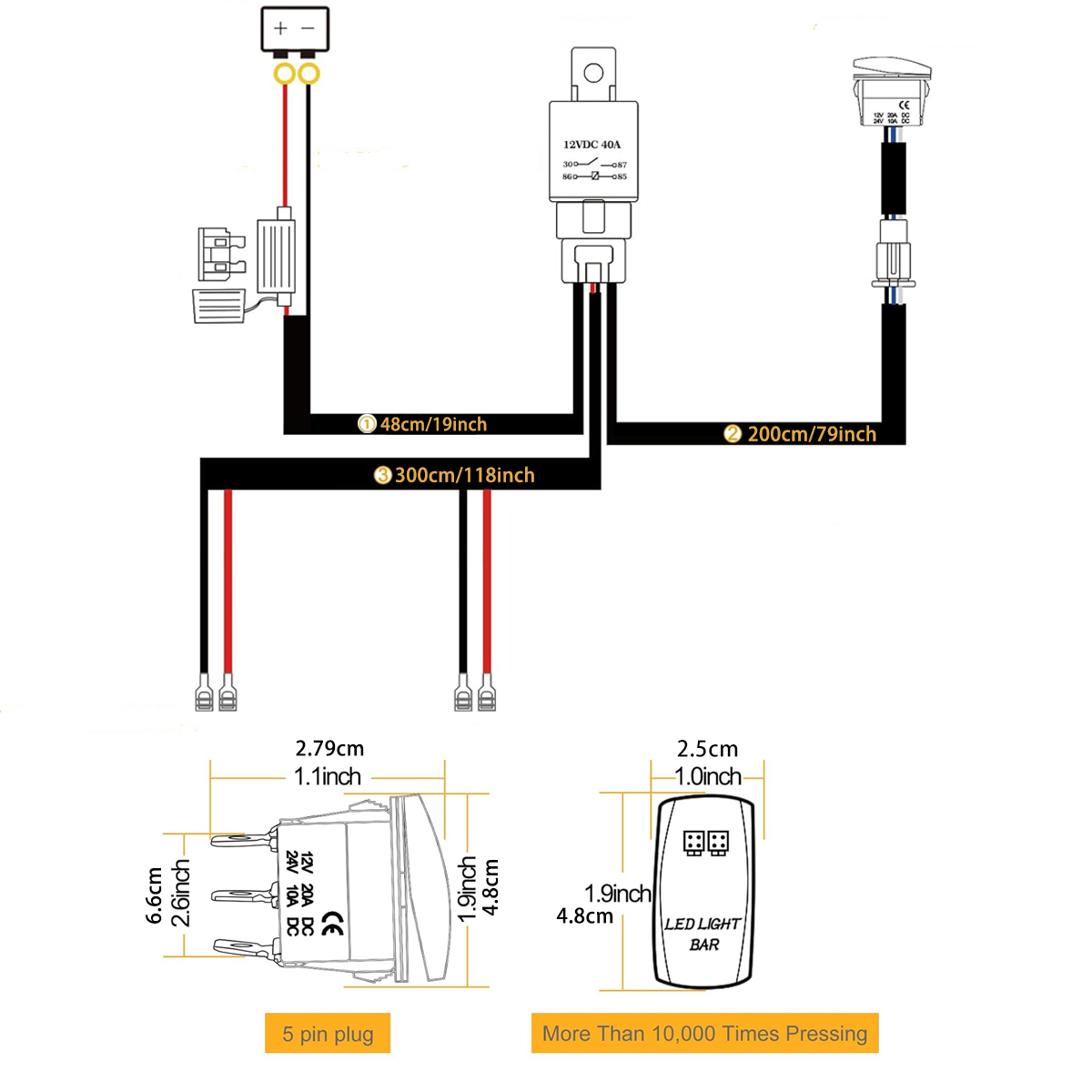 LED 라이트 바 배선 하네스 키트 14AWG 헤비 듀 - Industrial Laser Beam 리뷰 및 가격