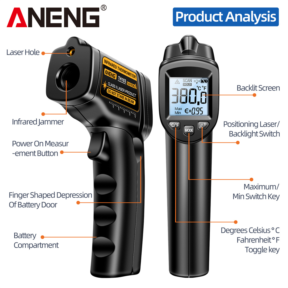 적외선 레이저 온도계 산업용 온도 총 ANENG TH1 - Industrial Laser Thermometer Gun 리뷰 및 가격