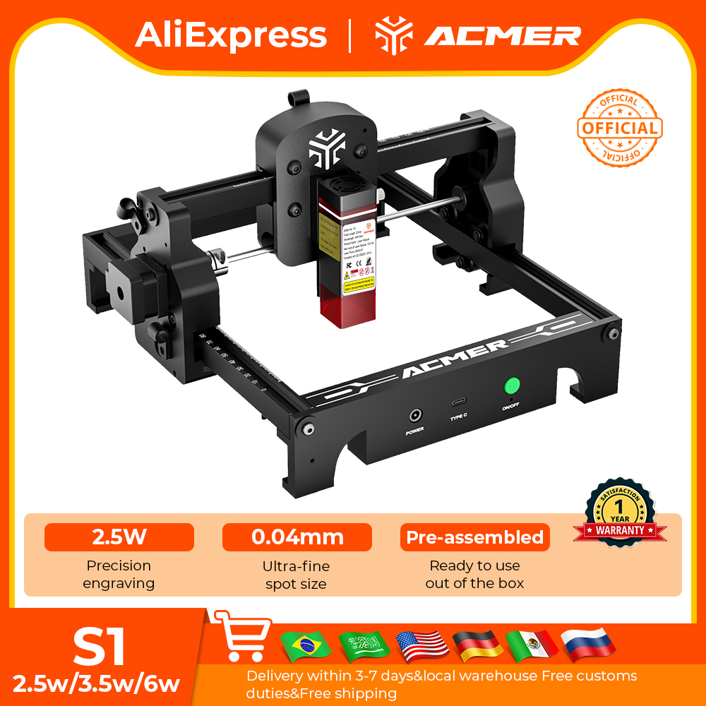 ACMER S1 미니 레이저 조각 및 절단기 합판 아크 - Fiber Laser Cutting Machine 리뷰 및 가격