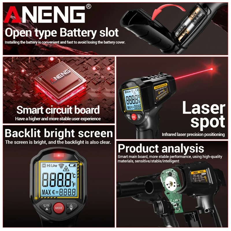 ANENG TH202 산업용 휴대용 온도계 자동차 테스 - Industrial Laser Thermometer Gun 리뷰 및 가격